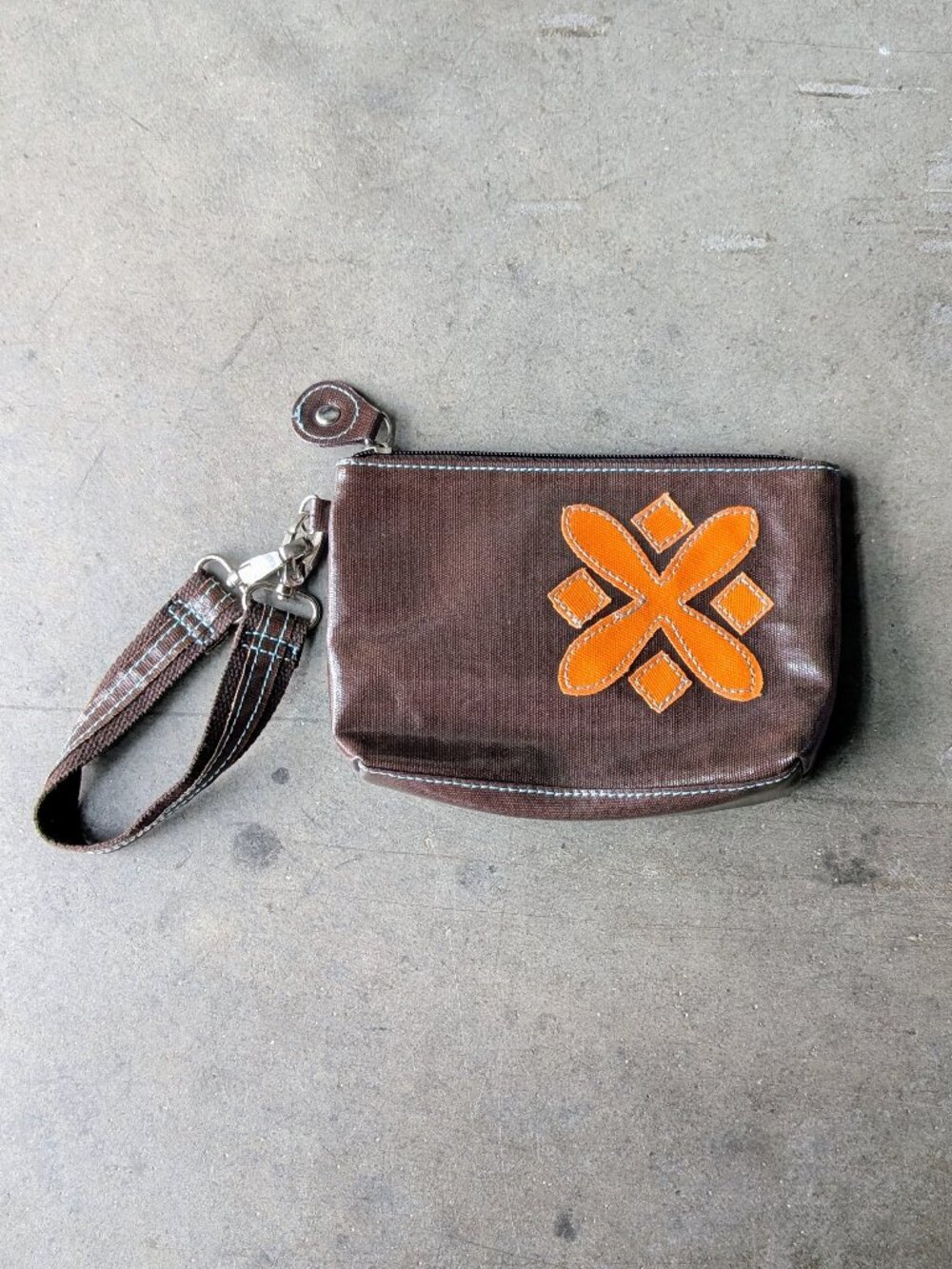 Y2K Urban Junket Brown Orange Recycled Plastic Wristlet Bag